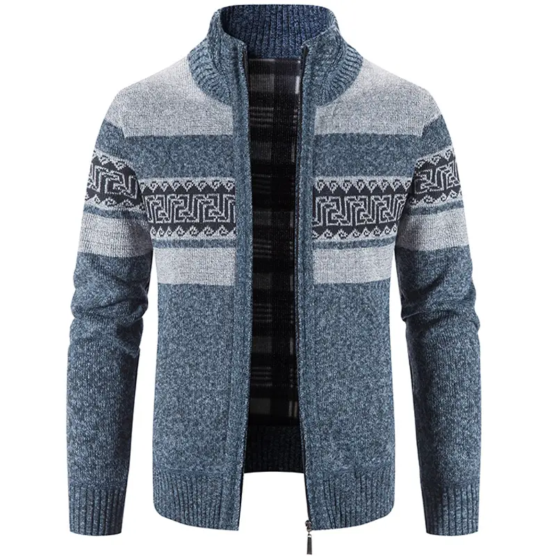 Men's Casual Stand Collar Knit Cardigan Sweater Coat
