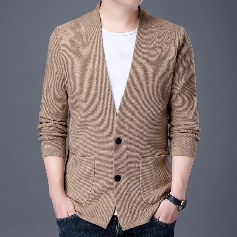 Men's V-Neck Knitted Cardigan Loose Comfortable Bu...
