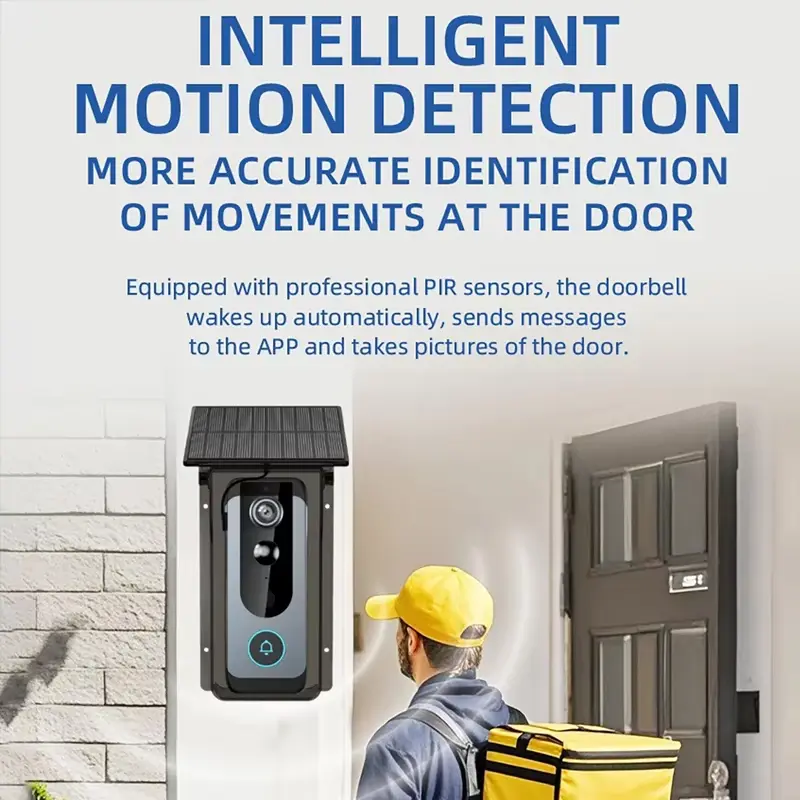 Solar-Powered Smart Doorbell With Wireless Camera And Weather Cover