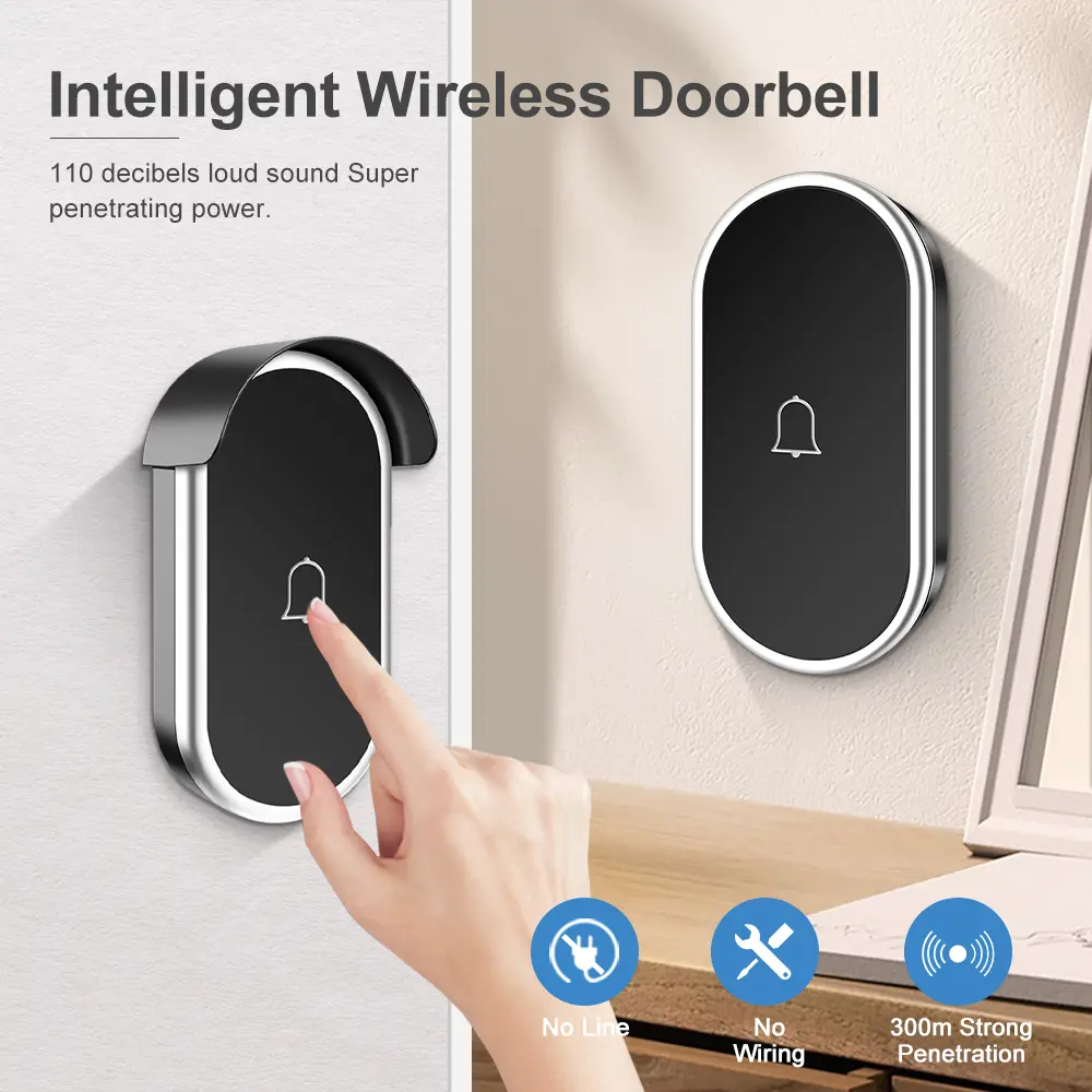 Wireless Waterproof Doorbell With Doorbell Rain Cover Smart Home Doorbell