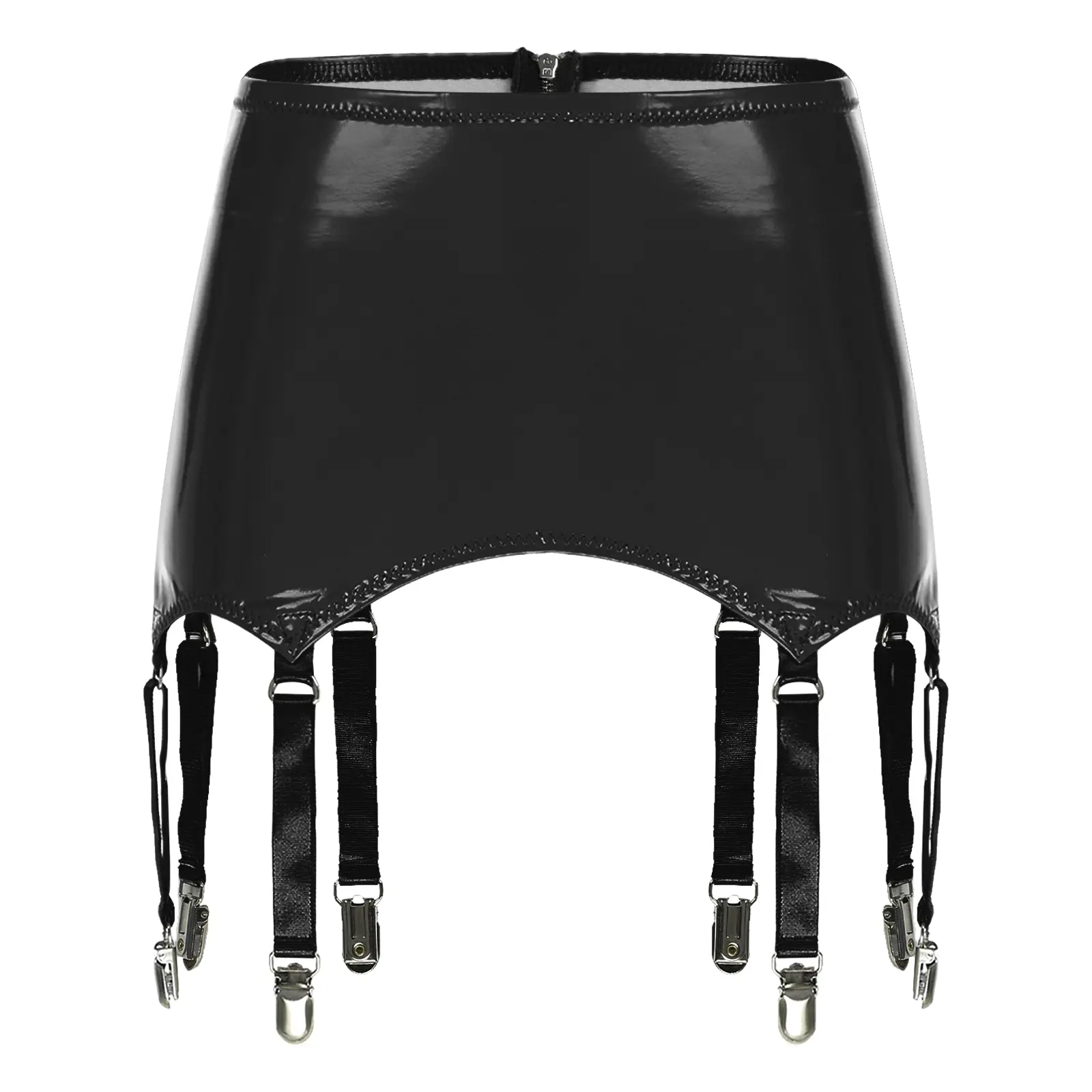 Women's Patent Leather Mini Skirt with Garters Met...