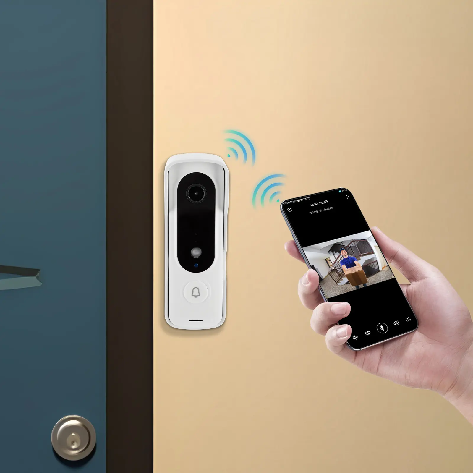 Easy-Setup Wifi Video Doorbell Waterproof With Night Vision Function