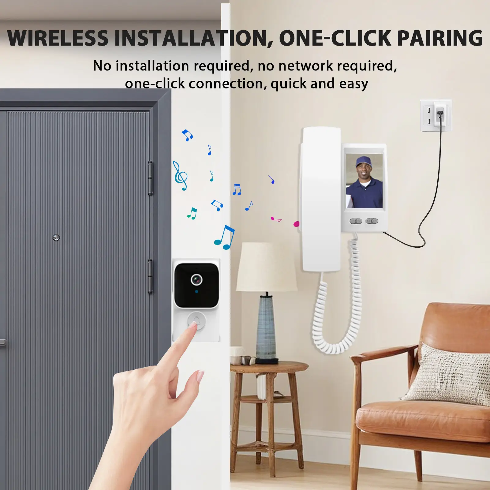 Wireless Video Doorbell With Camera Intercom System Telephone-Style Door Chime