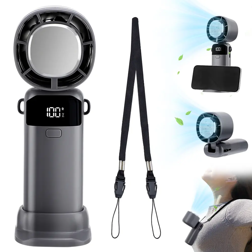 Foldable Air Cooling Rechargeable Fan Portable Mini Handheld Fan 100-Speed Turbo Ice Cooling Fan