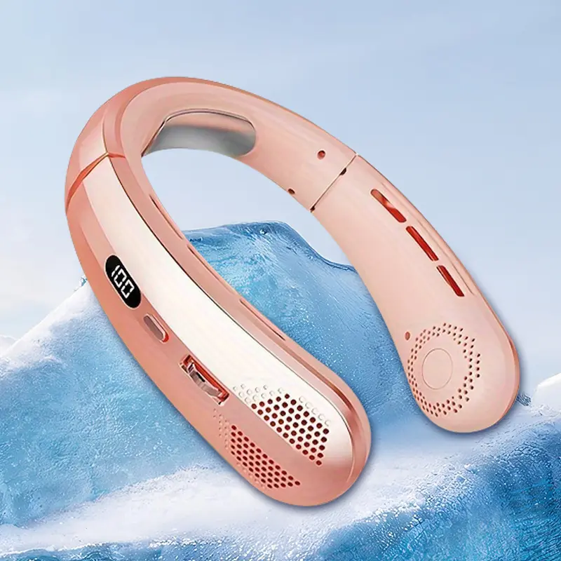 Wearable Neck Fan USB Charge Hands-Free Quiet Light Electric Fan