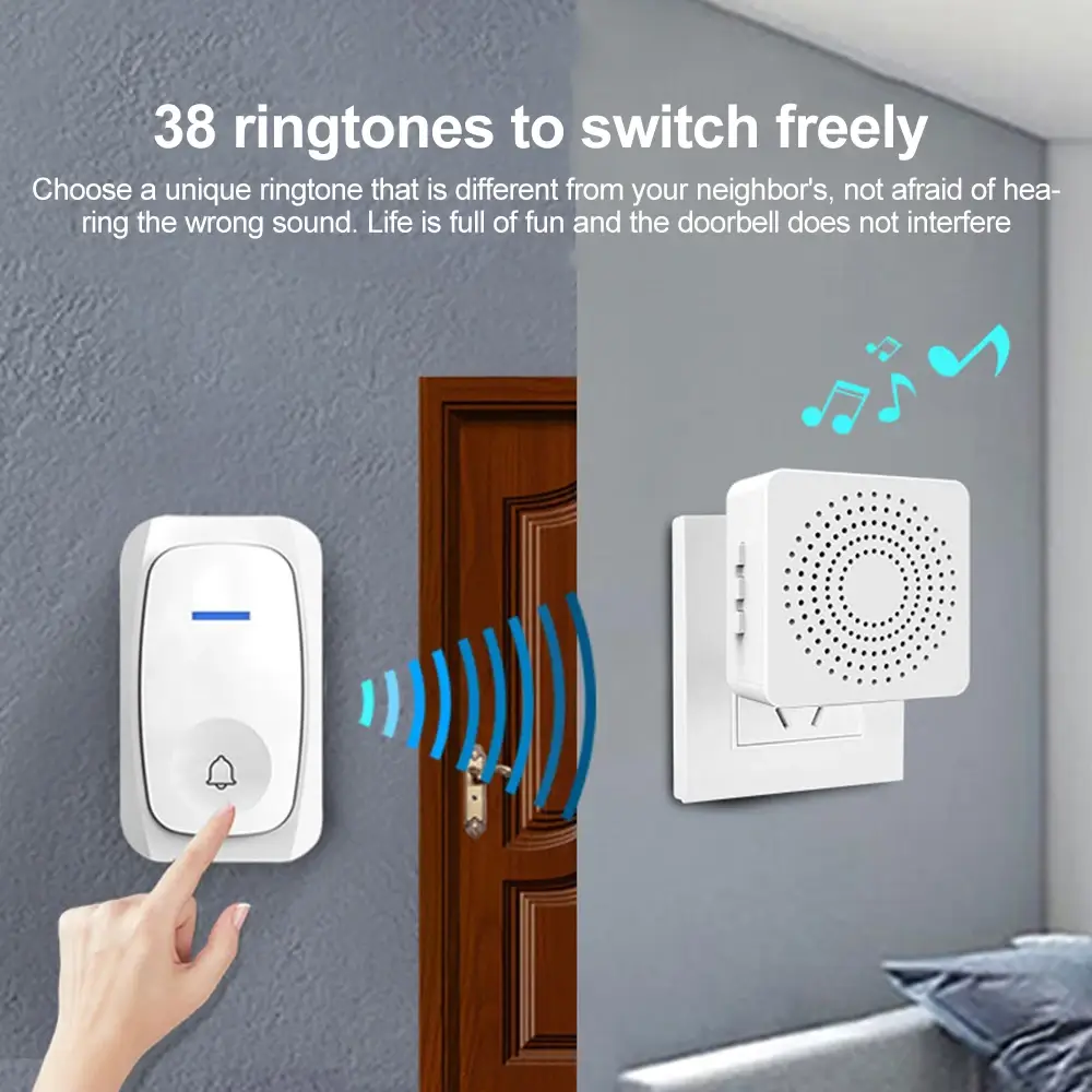 Wireless Smart Doorbell With Adjustable Volume Thr...
