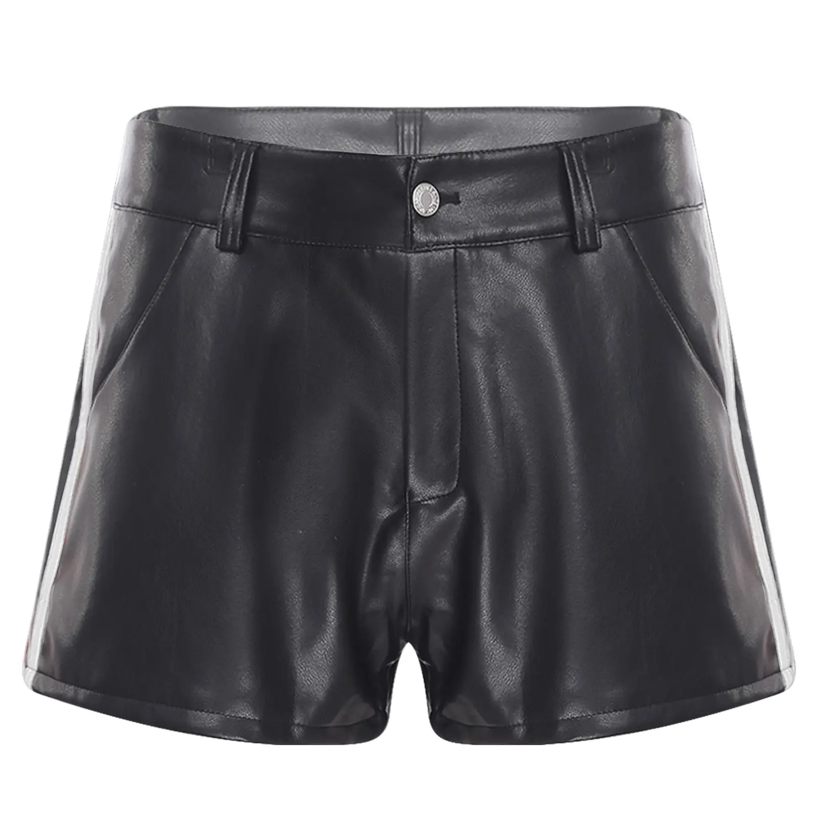 Men's Trendy PU Leather Shorts Cool Streetwear Faux Leather Style