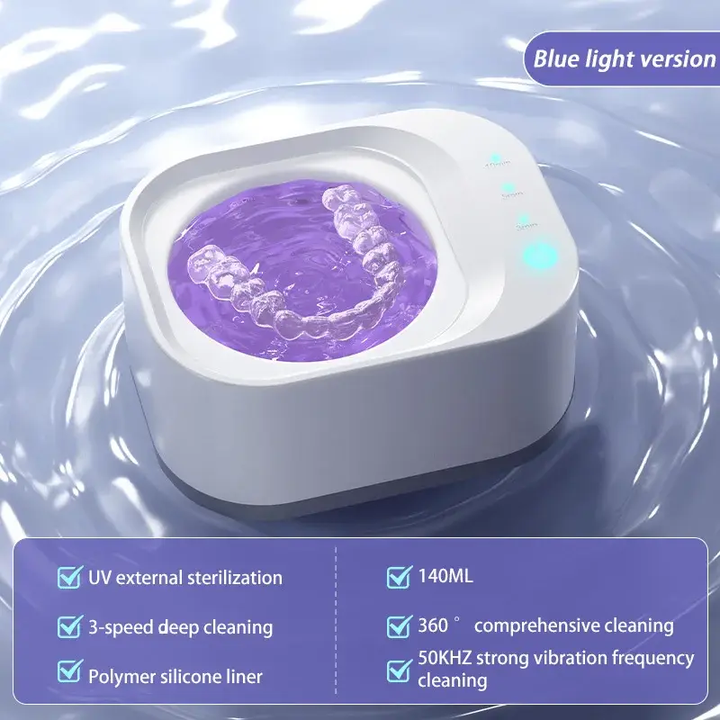 Portable Ultrasonic Cleaning Machine Orthodontic Invisible Braces Retainer Denture Cleaner Jewelry Cleaning Household