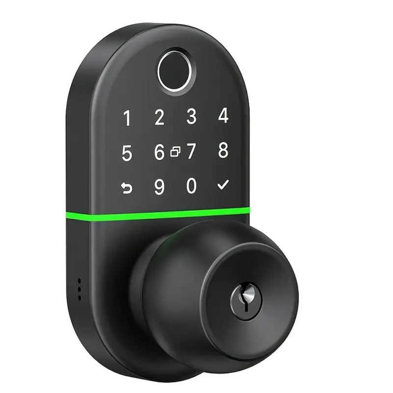 Fingerprint Electronic Lock With Handle & Knob Smart Door Lock Featuring Remote Passcode Generation