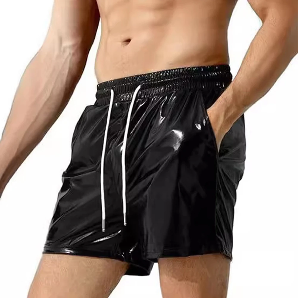 Men's Shiny Leather Casual Shorts