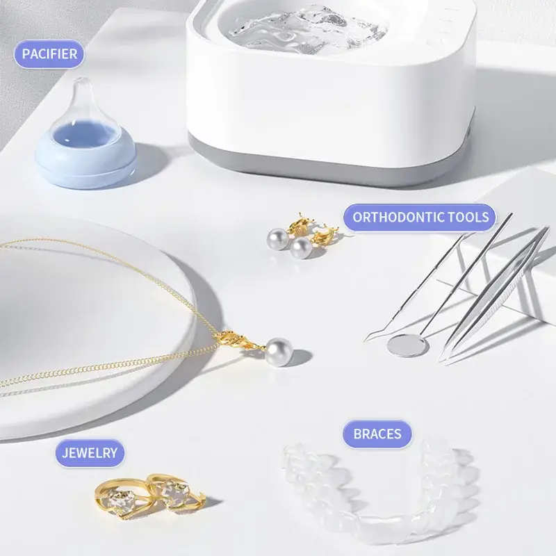Portable Ultrasonic Cleaning Machine Orthodontic Invisible Braces Retainer Denture Cleaner Jewelry Cleaning Household