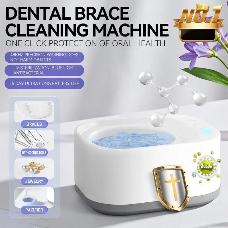 Portable Ultrasonic Cleaning Machine Orthodontic Invisible Braces Retainer Denture Cleaner Jewelry Cleaning Household