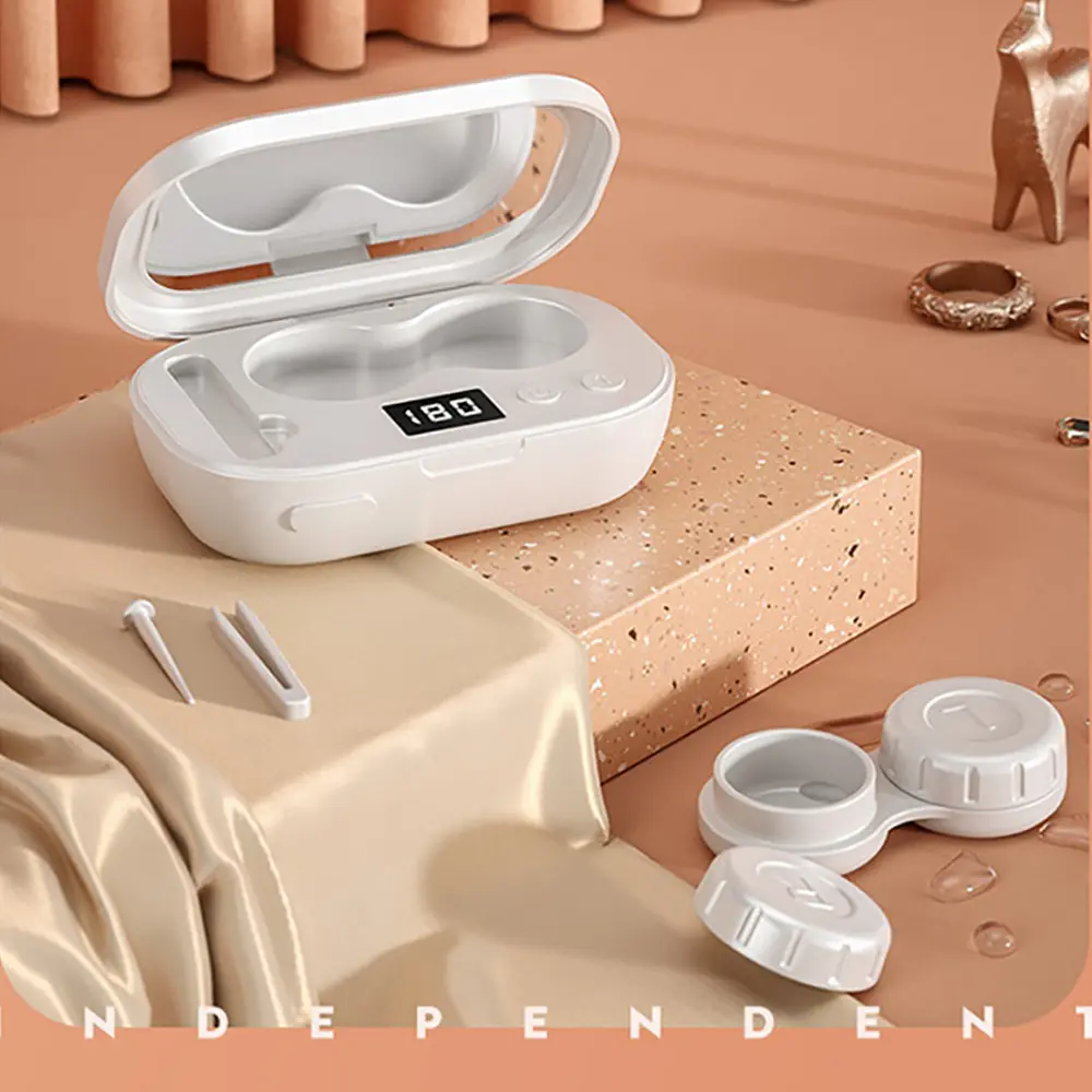 Portable Contact Lens Ultrasonic Cleaning Machine High Frequency Vibration Timing Rechargeable Cleaner Contact Lens Remover Tool