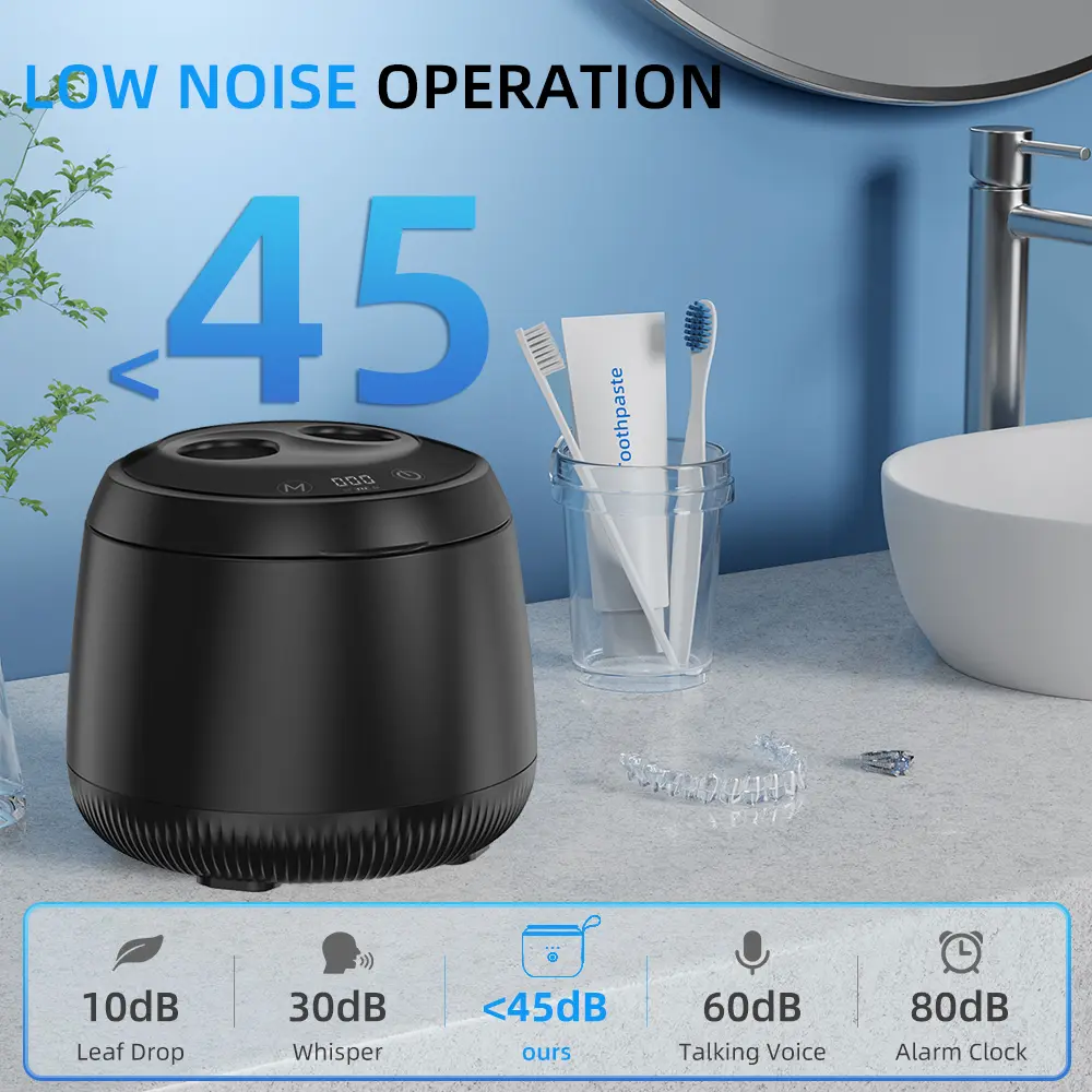 Ultrasonic Cleaning Machine Portable Aligner Cleaner with UV-Light 4 Modes Digital Timer Rechargeable Dental Appliances
