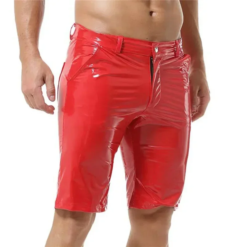 Men's Casual Solid Color Leather Shorts