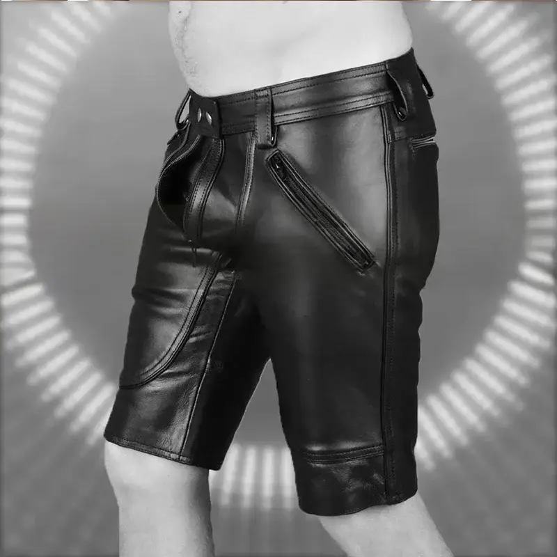 Men's Matte PU Leather Shorts Sexy Low-Waist Style with Pockets