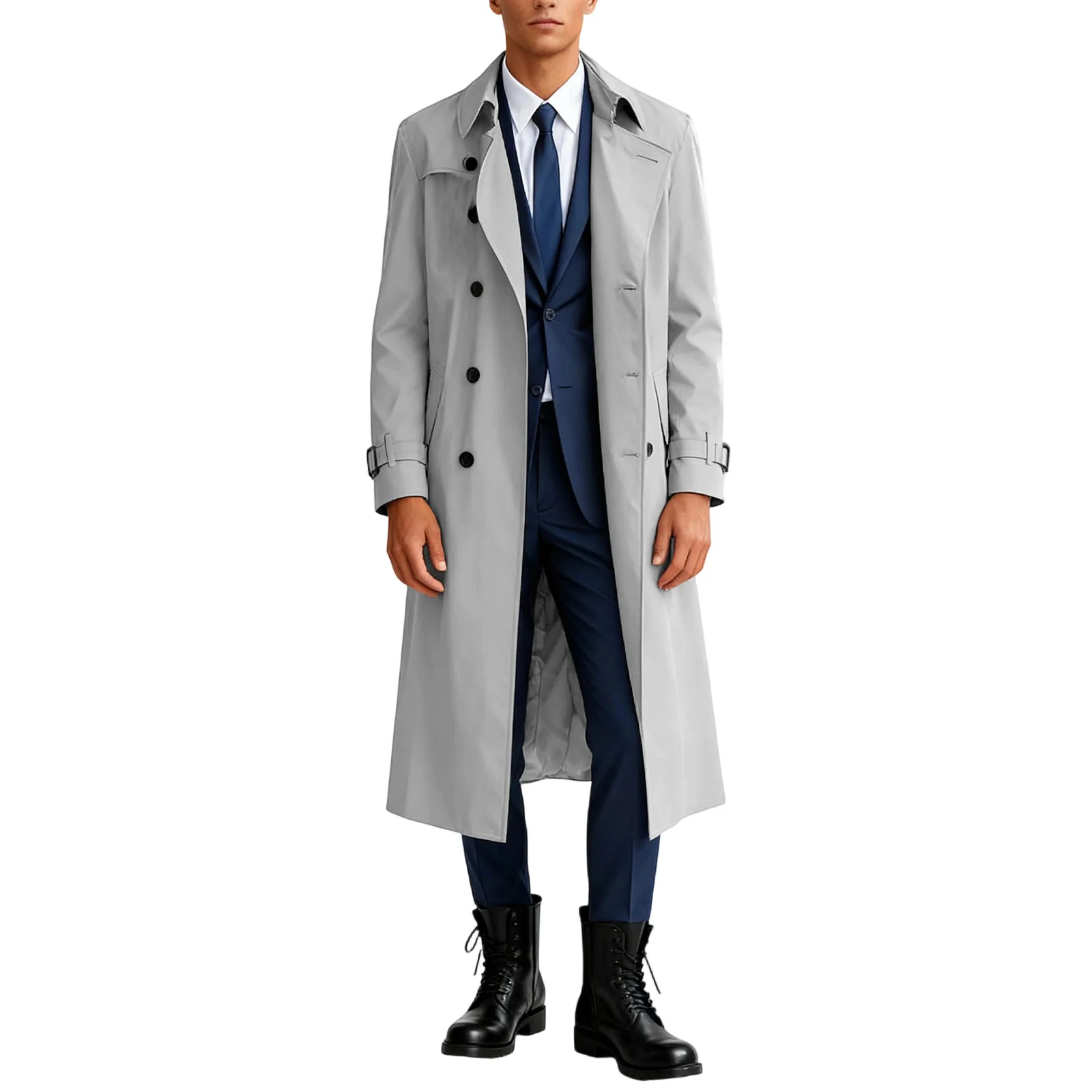 Men's Casual Classic Long Lightweight Trench Coat ...