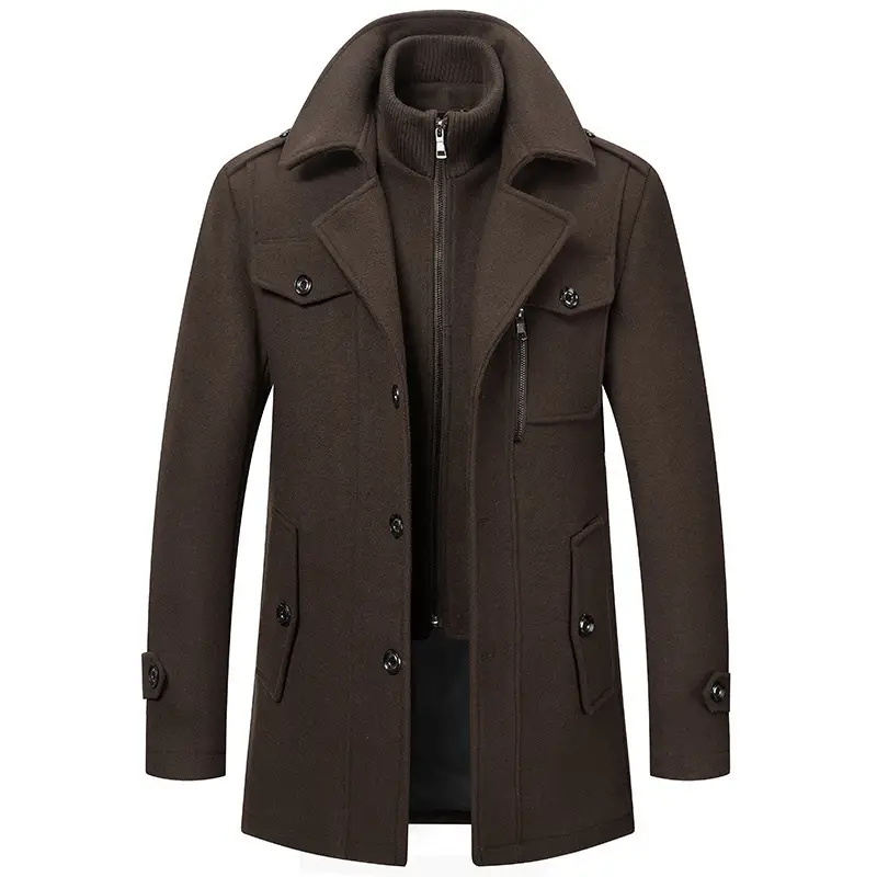 Business Cold Resistant Double Collar Coat Men Fas...