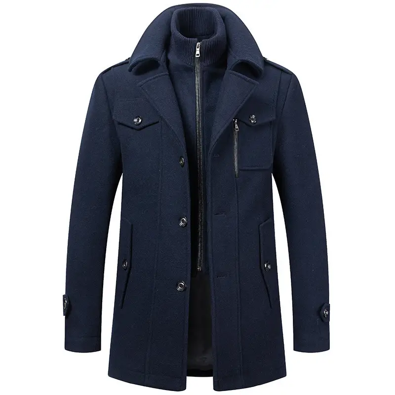 Business Cold Resistant Double Collar Coat Men Fashion Warm Outerwear