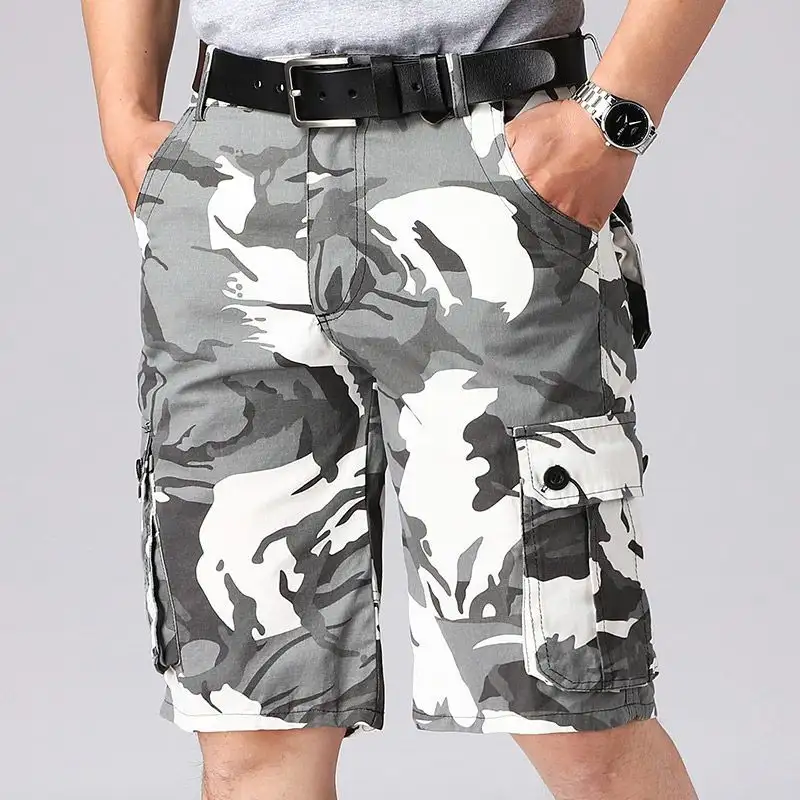 Men Camouflage Cargo Shorts Vintage Baggy Outdoor Sports Casual