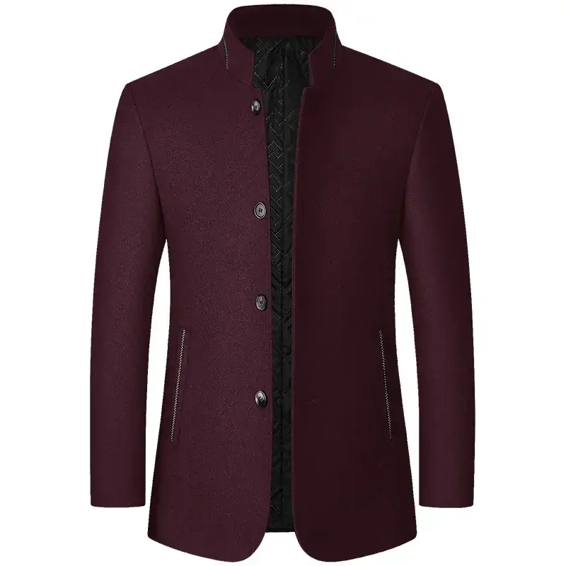 Coat Men Stand Collar Solid Coats for Men Business...