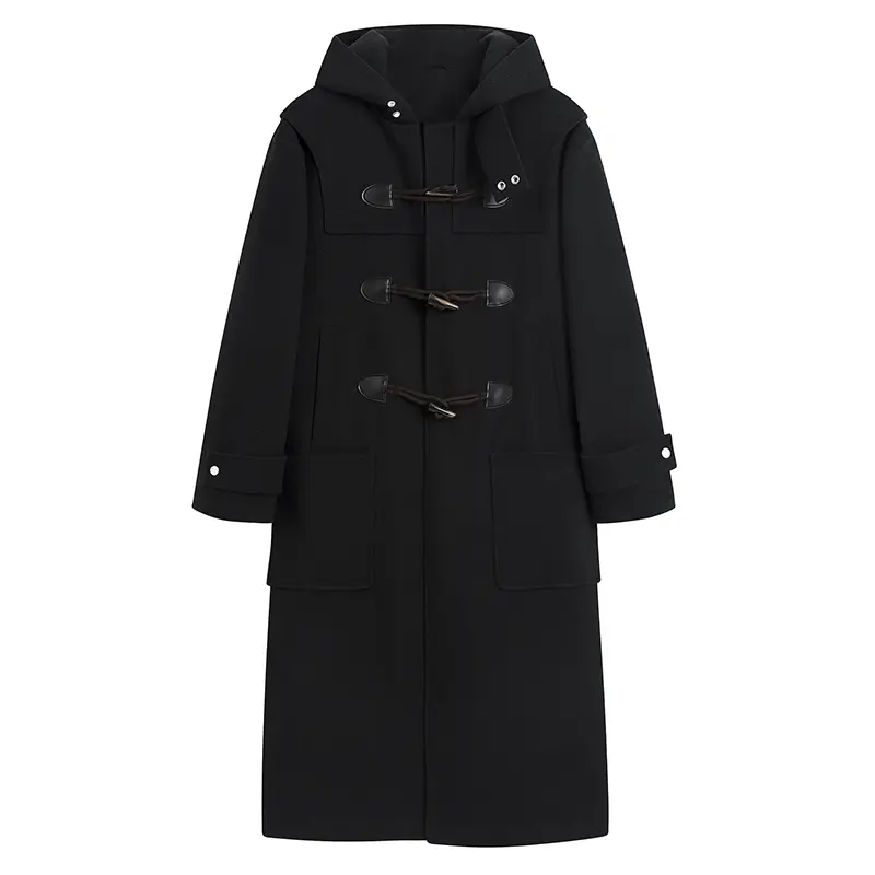 Men's Fashion Long Flip Collar Trench Coat Cowhorn...