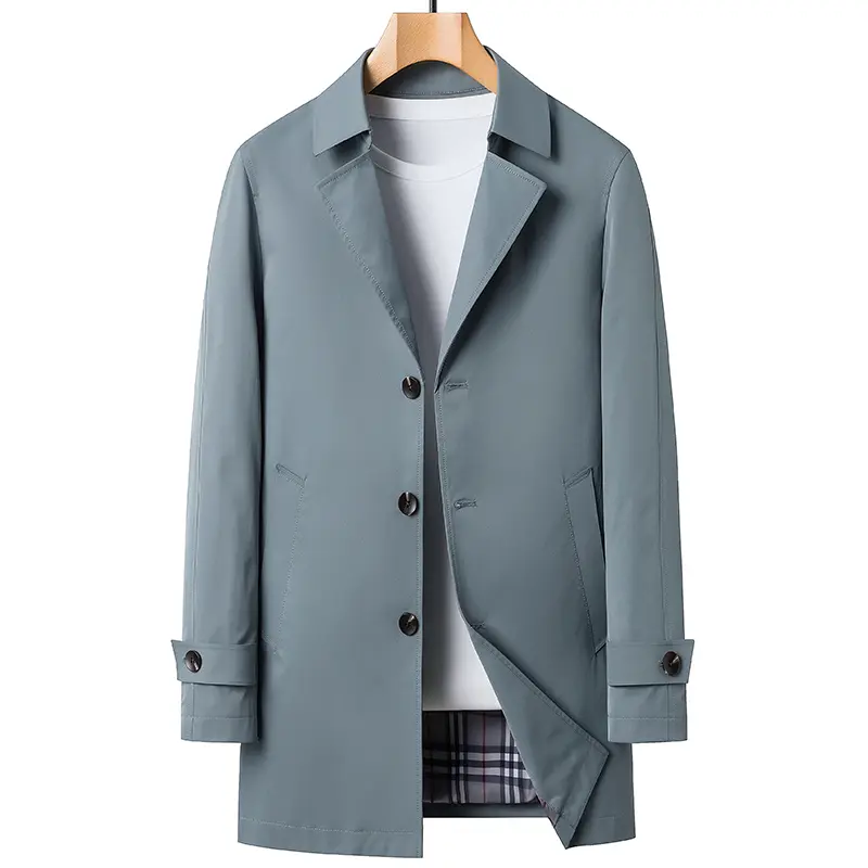 Men's Business Casual Solid Mid-Length Trench Coat...