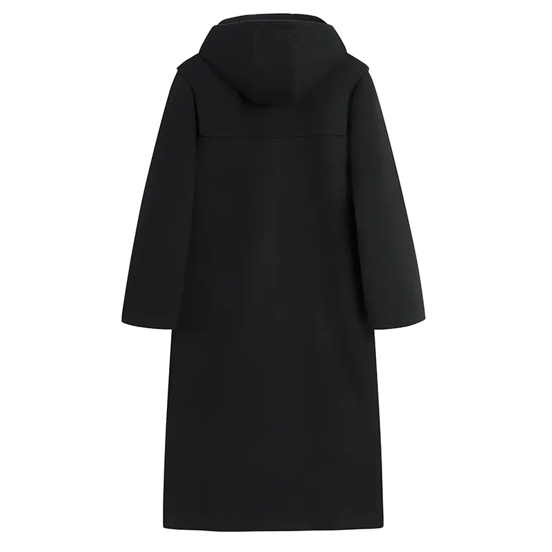 Men's Fashion Long Flip Collar Trench Coat Cowhorn Button Wool Overcoat