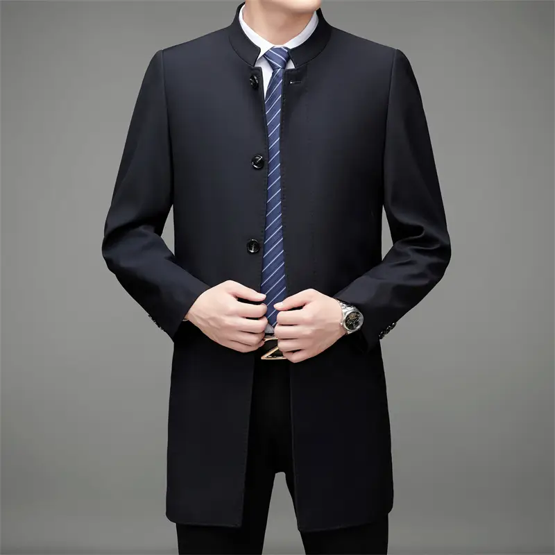 Men's Long Business Trench Coat Casual Windbreaker...