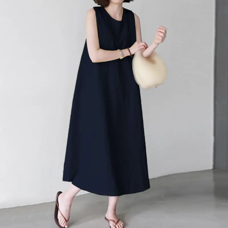 Elegant Pure Cotton Sleeveless Cami Dress for Women