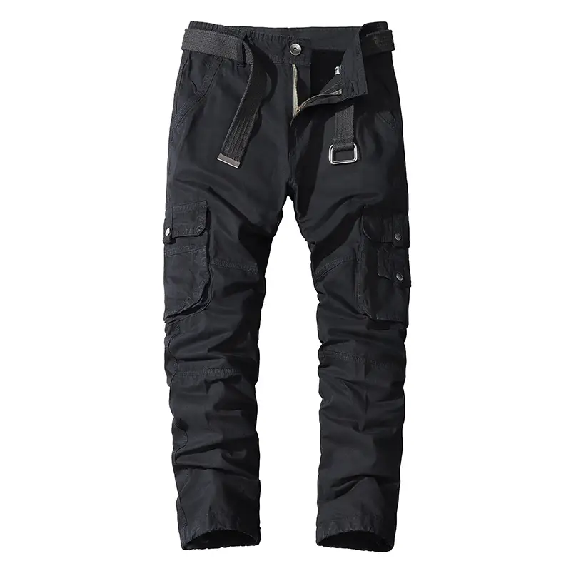 Men's Four-Season Casual Cargo Pants Multi-Pocket Straight Trousers