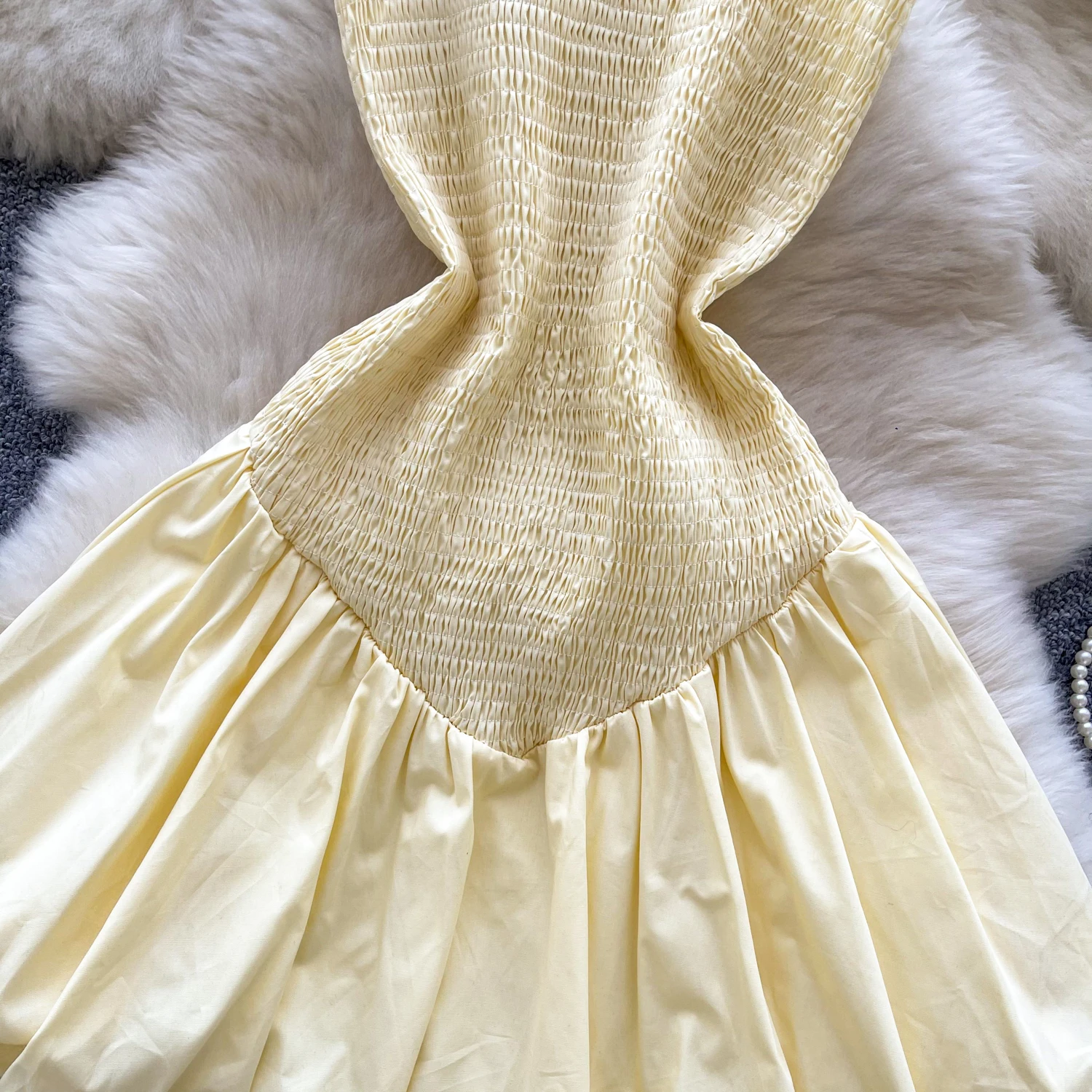 Strapless Fitted Dress with Puff Silhouette