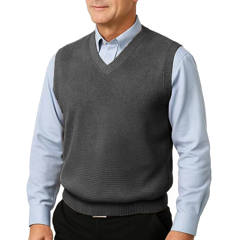 Men's V-Neck Sleeveless Knit Sweater Vest Pullover...