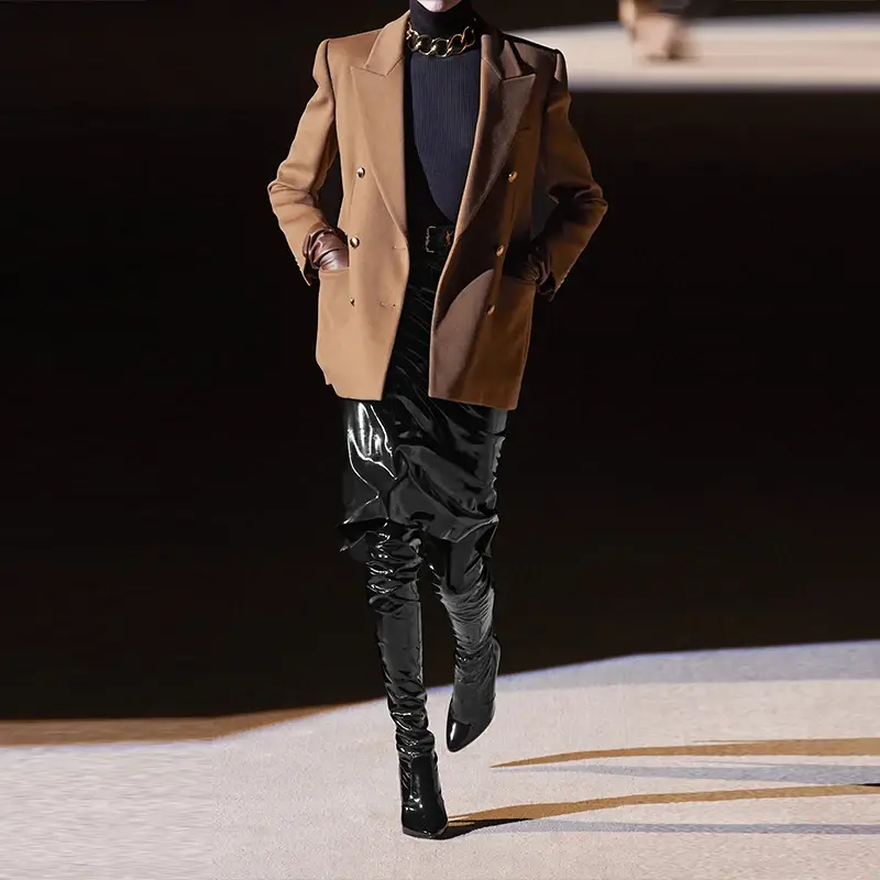 Women's High-Waist PVC Shiny Patent Leather Skirt with Zipper Sexy Style