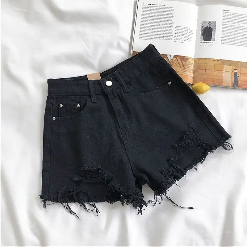 Denim Shorts Women's Fashion Ripped Distressed High Waist Shorts