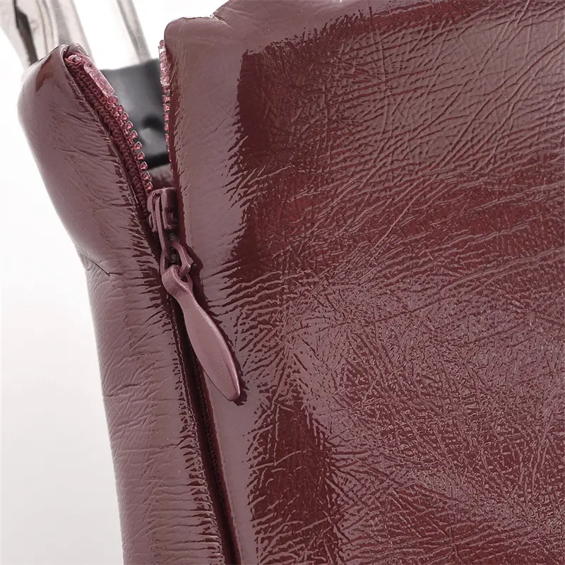 Women Glossy Leather Skirt Simple Side Zipper High Waist Skirt