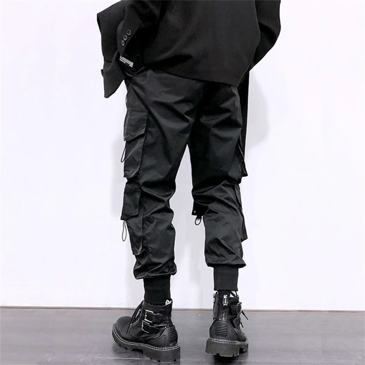 Classic Multi-Flap Pocket Cargo Pants Men's Loose Drawstring Jogger Trousers
