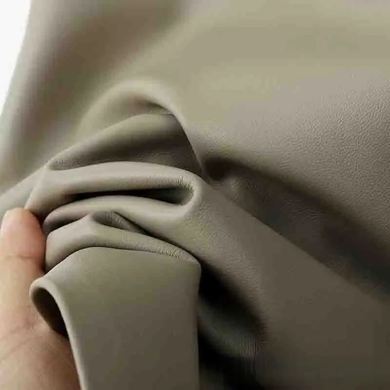 Women's Genuine Leather Long Midi Skirt Straight Cut with Slit Elegant Style