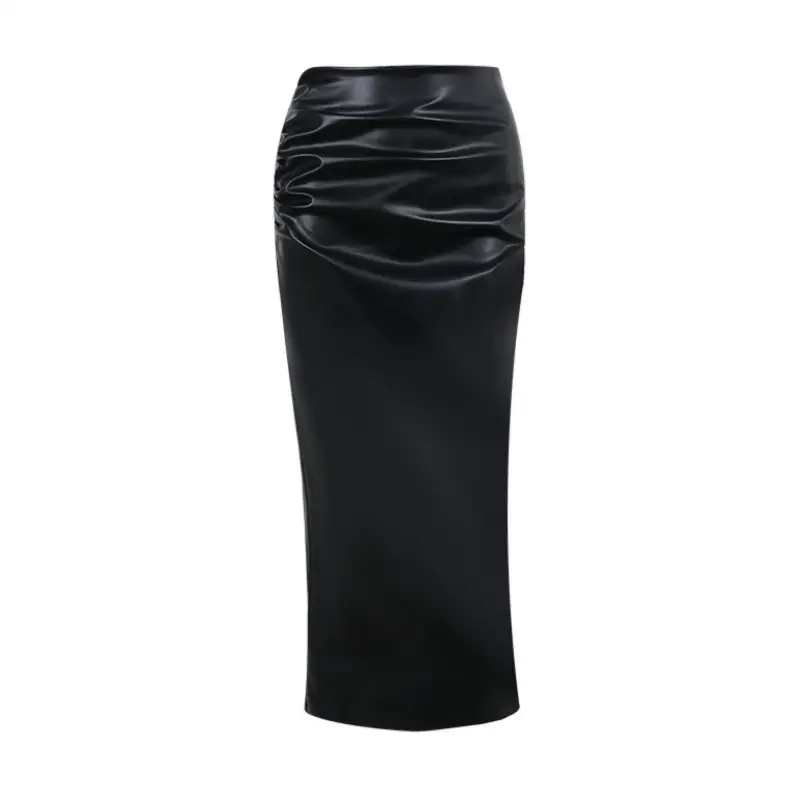 Women Sexy Skirt Slim-fit Solid Color High Waist