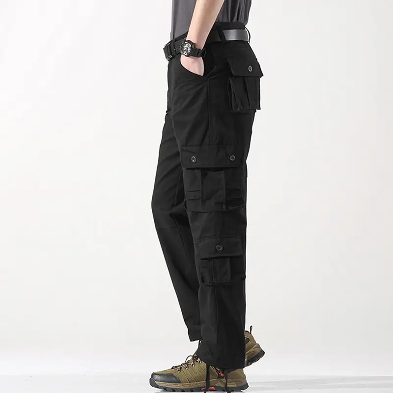 Men’s Cotton Cargo Pants with Multiple Pockets O...