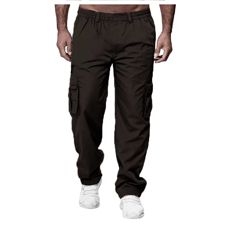 Men's Fashion Multi-Pocket Loose Straight Cargo Pants Versatile Casual Trousers