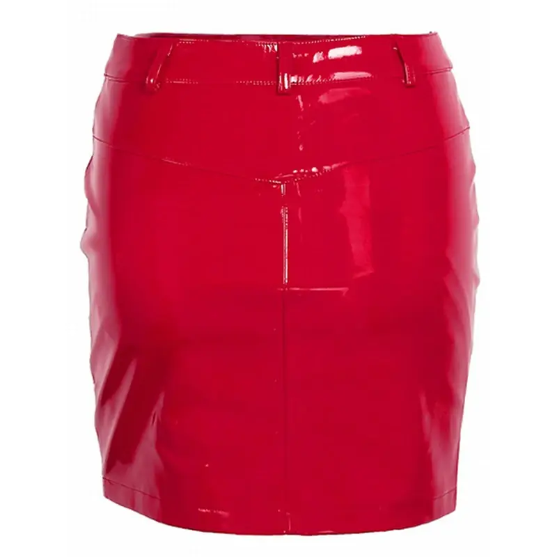 Sexy High Waist Short Mini Leather Skirt Button Zipper Slim Bodycon Skirt