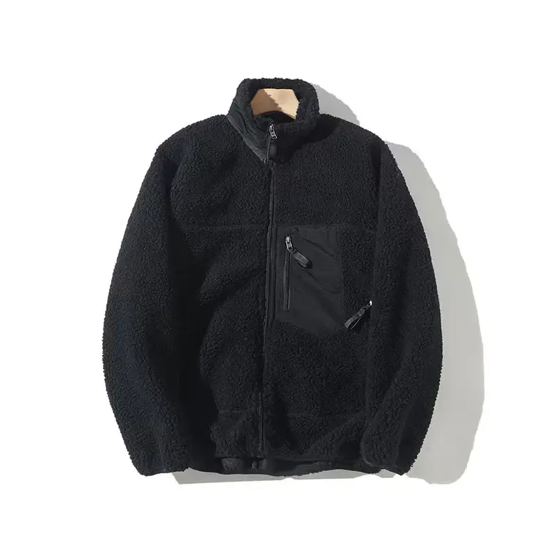 Sherpa Lined Jacket Stand Collar Zip-Up Fleece Coat High-Performance Warm Layer for Outdoor & Travel
