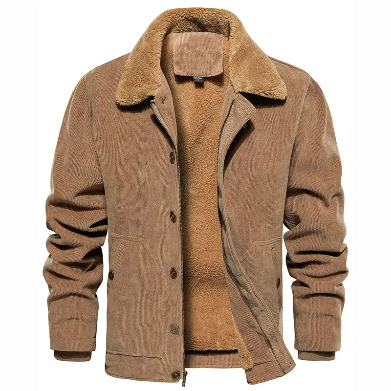 Men's Corduroy Jacket Fleece Warm Lined Cargo Work...