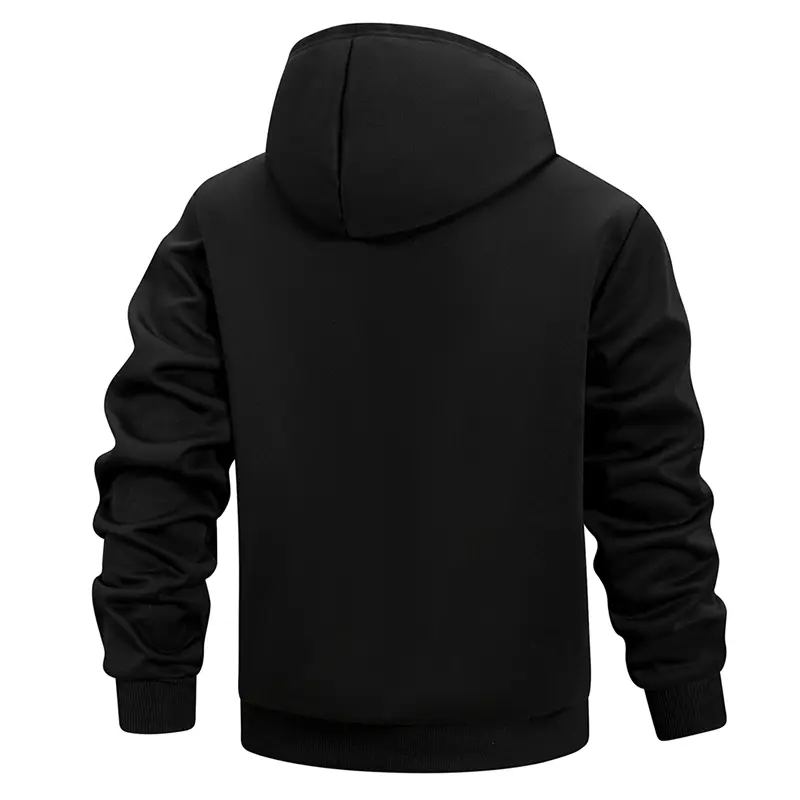 Men's Warm Sherpa Plush Lined Jacket Casual Zip Up Hooded Coat with Zipper Pockets Fleece Outerwear