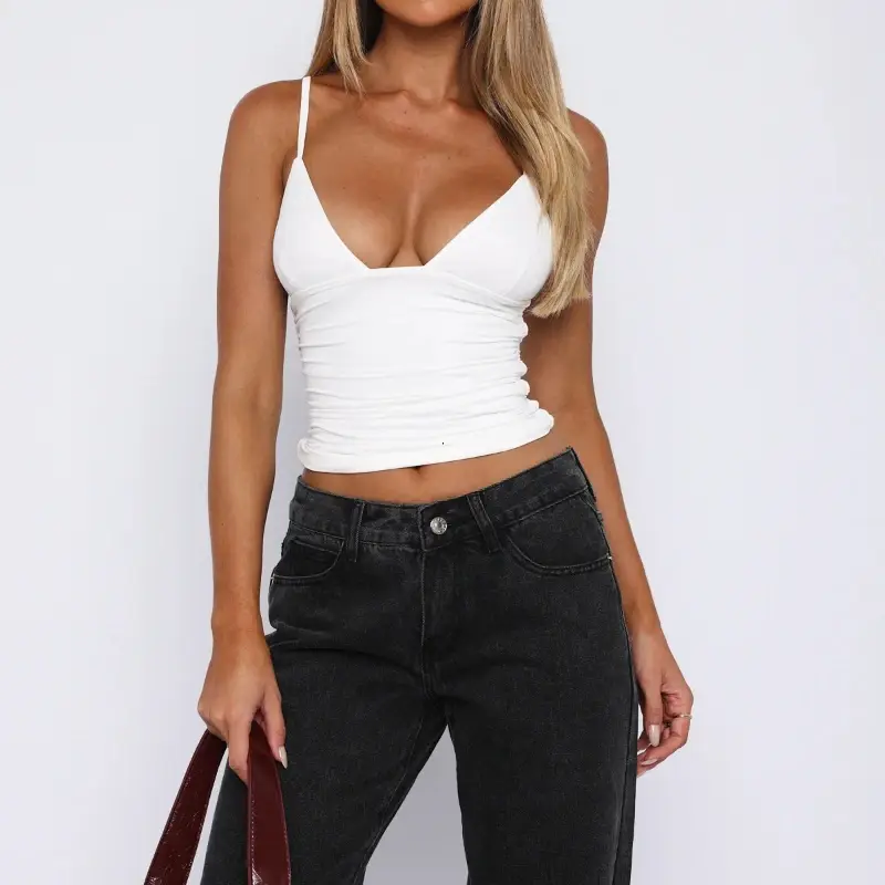 Slim-Fit Solid Color Camisole Sexy Tank Top
