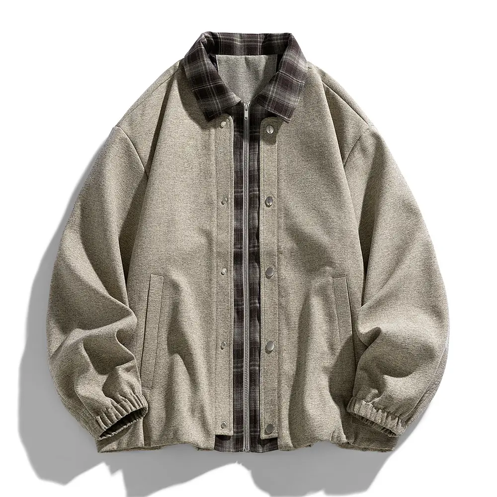 Faux Two-Piece Workwear Jacket Retro British Style...