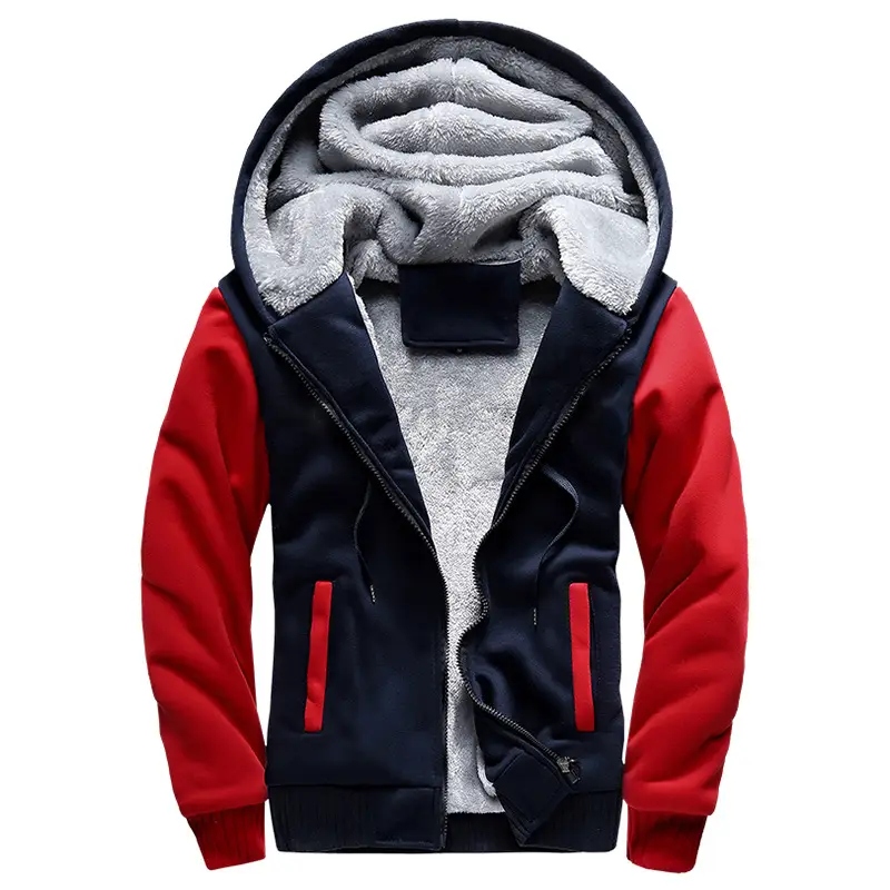Men's Thickened Winter Fleece Long Sleeve Hooded Casual Coat