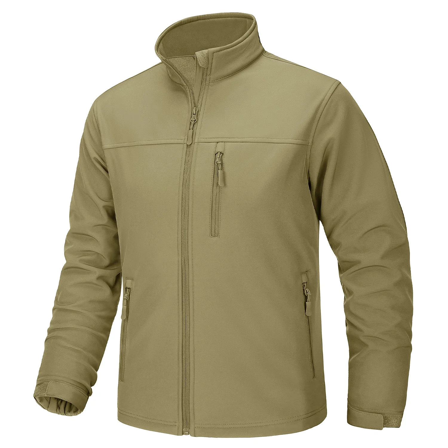 Waterproof Fleece Lined Windbreaker Men's Winter Work Jackets Zipper Pocket Casual Coats Full Zip Outerwear