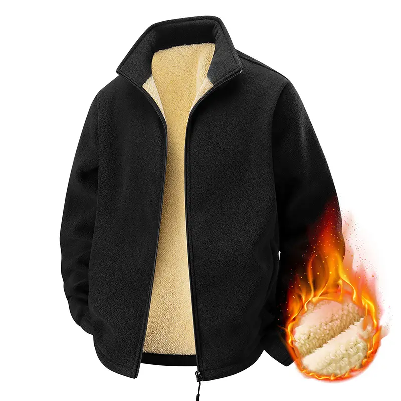 Men's Jacket Thick Warm Polar Fleece Lined Coat Sherpa Fleece Outwear Casual Parka Jackets